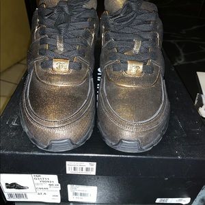 100% Authentic Gold Foiled Chanel Women Sneakers